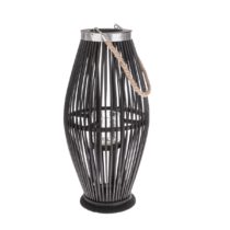 Bambusový lampáš so sklom Delgada tmavohnedá, 49 x 24 cm