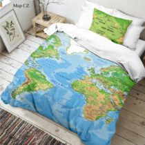 Kvalitex Detské bavlnené obliečky Mapa sveta 3D, 140 x 200 cm, 70 x 90 cm
