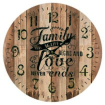 Drevené nástenné hodiny Family love, pr. 34 cm