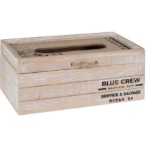 Drevený box na vreckovky Blue Crew, 24 x 9,7 x 13 cm