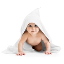 Bellatex Osuška pre bábätká s kapucňou biela, 80 x 80 cm