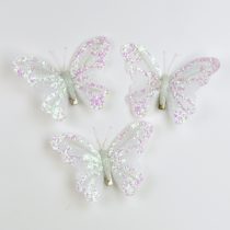 Sada dekoračných motýľov so štipcom, 3 ks, fialová