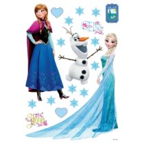 Samolepiaca dekorácia Elsa, Anna a Olaf,  42,5 x 65 cm