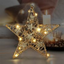 Solight 1v240 Vianočná LED hviezda Glitter 14 LED, teplá biela, 29 cm