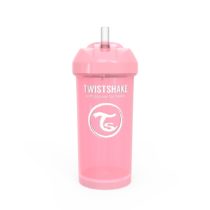 Twistshake Netečúca fľaša so slamkou 360 ml 6 m+, ružová