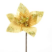 Vianočná kvetina Ponsettia trblietaáý, 25 x 30 cm, zlatá