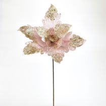 Vianočný trblietavý kvet ružová, 50 x 32 cm